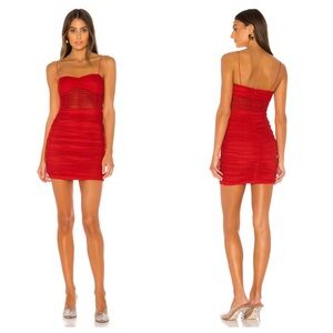 Superdown Kambella Ruched Mini Dress Red S Corset Mesh
